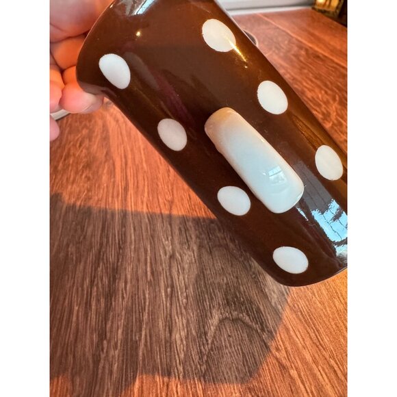 Set of 2 Fitz & Floyd Brown & White Polka Dot Espresso Cups and Saucers - Picture 3 of 11